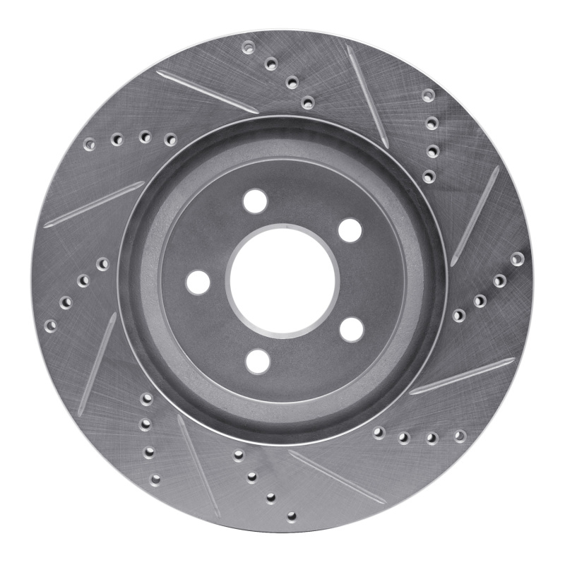 Ford Mustang Brake Rotor (1) - Front Left - R1 Concepts - Drilled & Slotted - Silver - `94-`04